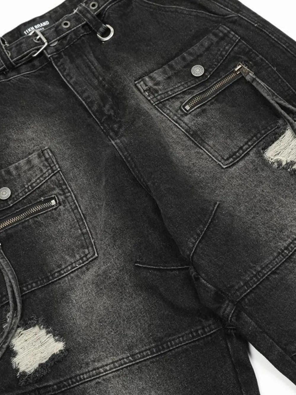 Men's Distressed Cargo Wide Leg Jeans, image 6