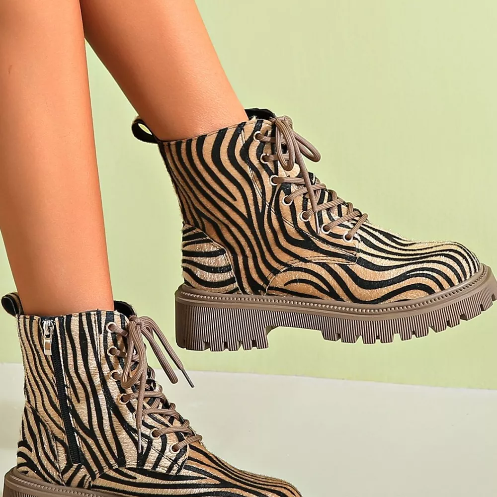 Animal Print Lace-Up Ankle Boots, image 6