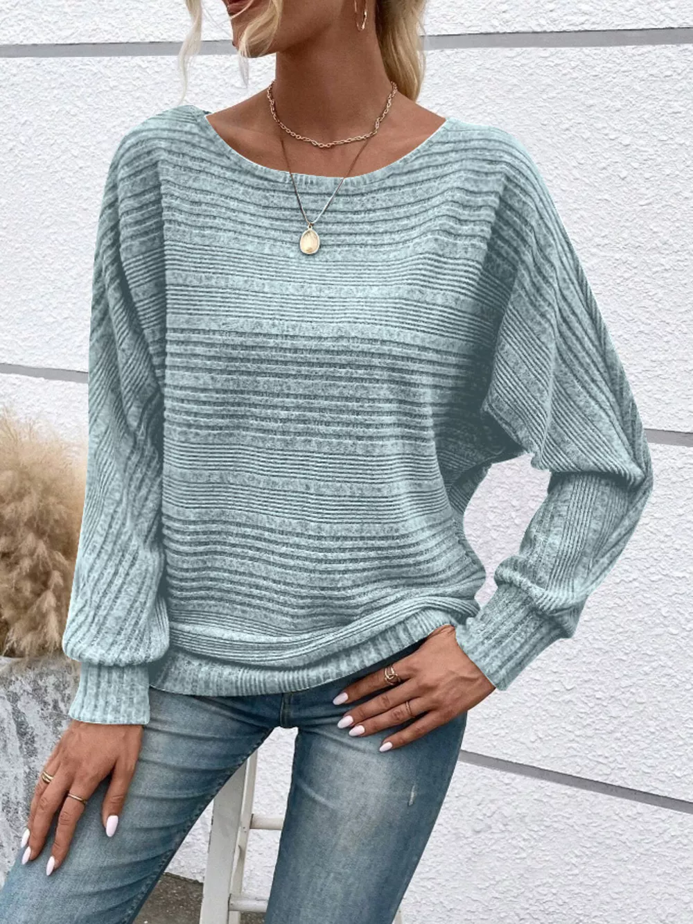 Ribbed Round Neck Long Sleeve Top, image 17