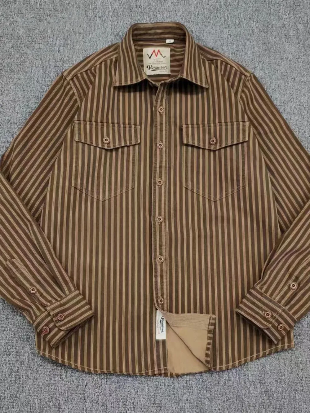 Men's Plus Size Striped Button Up Long Sleeve Shirt, image 5