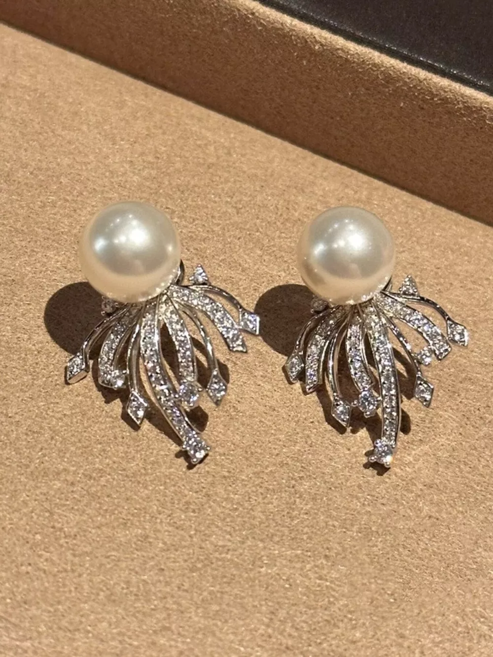 925 Sterling Silver Zircon Pearl Earrings, image 4