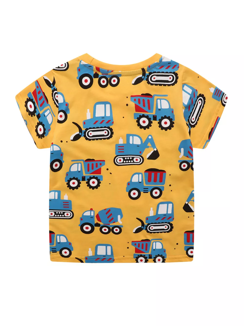 Children's Construction Vehicle Print Crew Neck Short Sleeve T-Shirt, image 3
