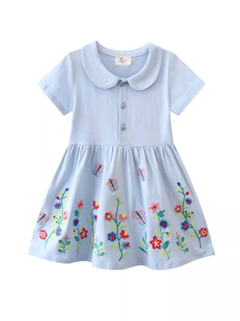 Children's Butterfly Floral Peter Pan Collar Dress