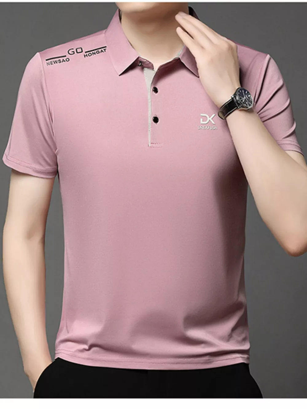 Men's Plus Size Button Detail Short Sleeve Polo, image 7
