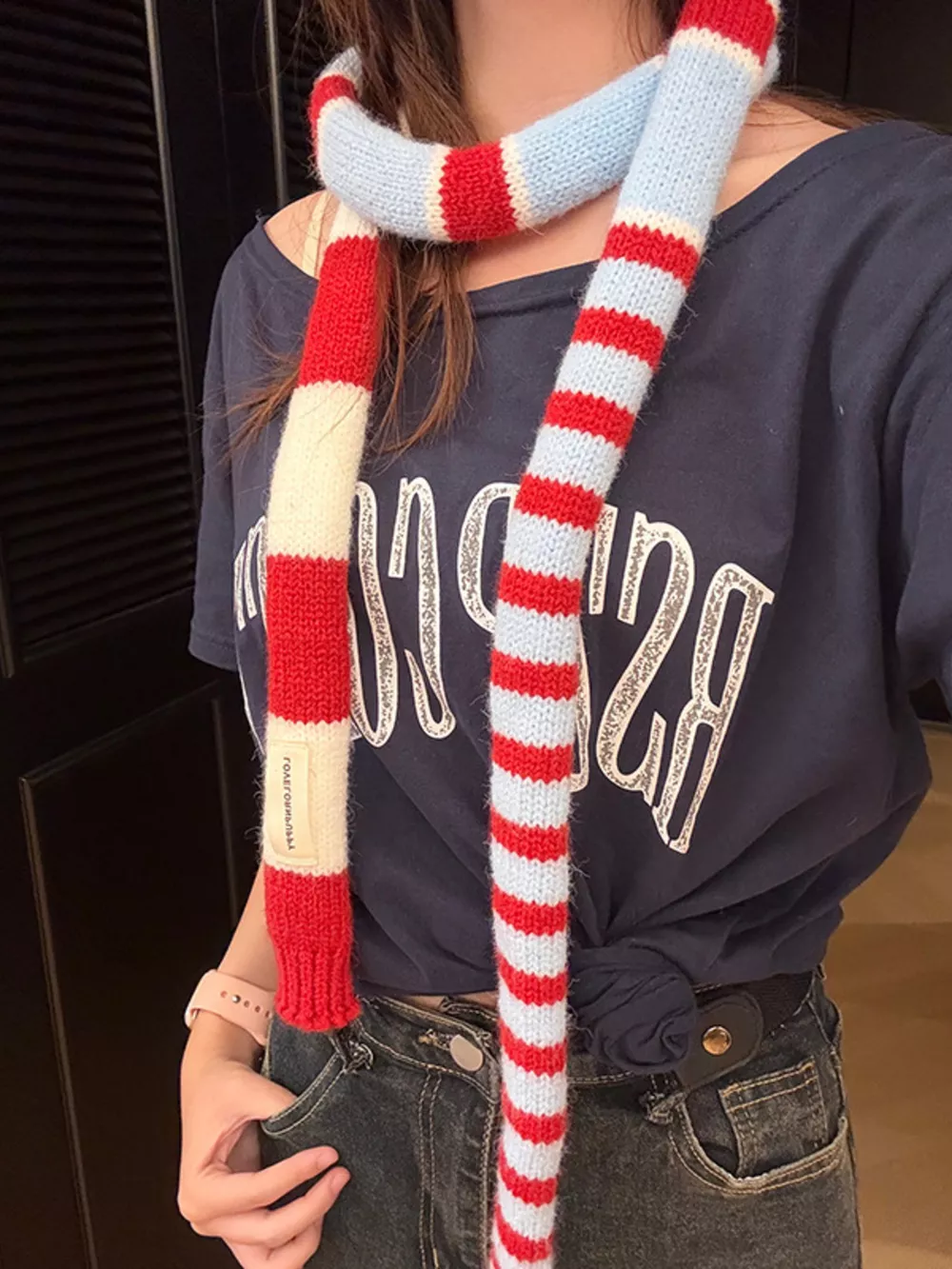 Striped Knitted Warm Scarf, image 10