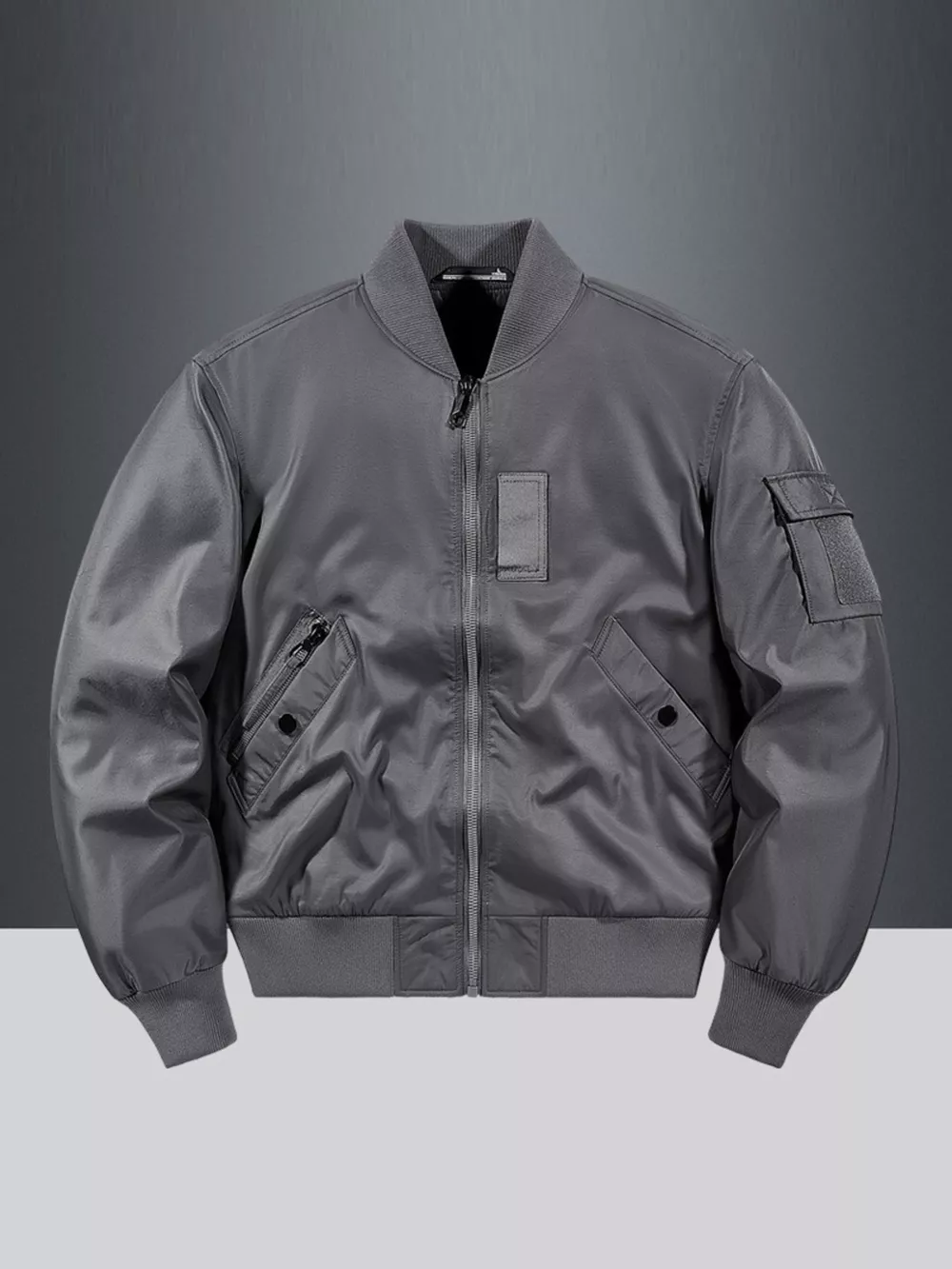 Men's Plus Size Classic Zip Up Bomber Jacket, image 4