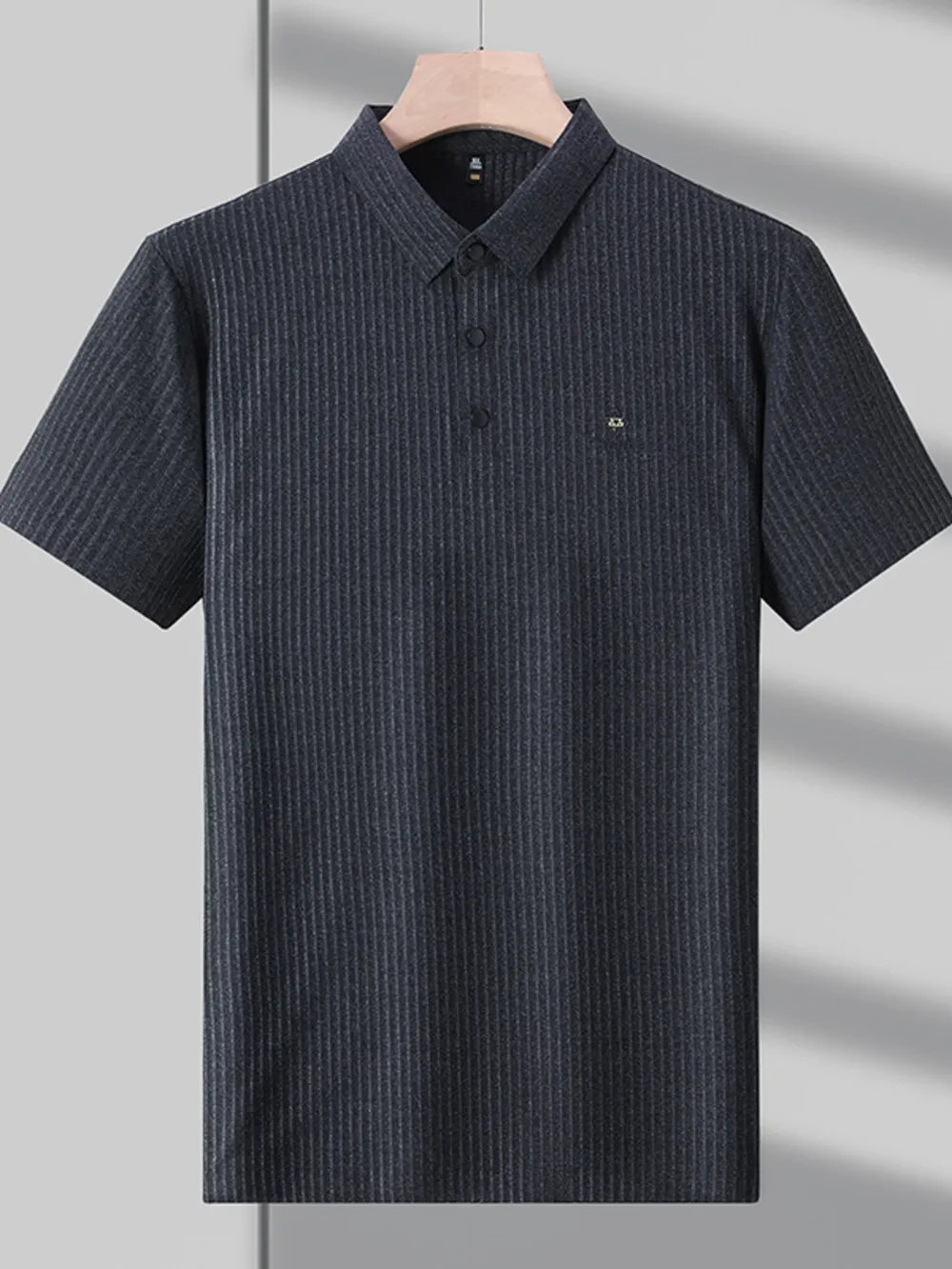Men's Plus Size Ribbed Short Sleeve Polo Shirt