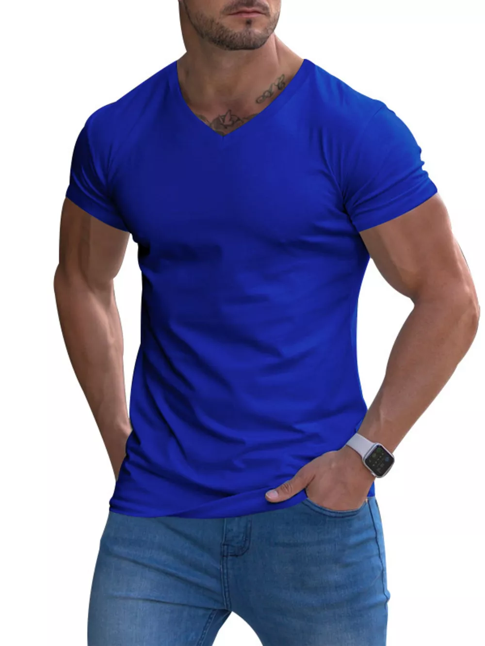 Men's Full Size V-Neck Slim Fit Casual T-Shirt Plus Size, image 9