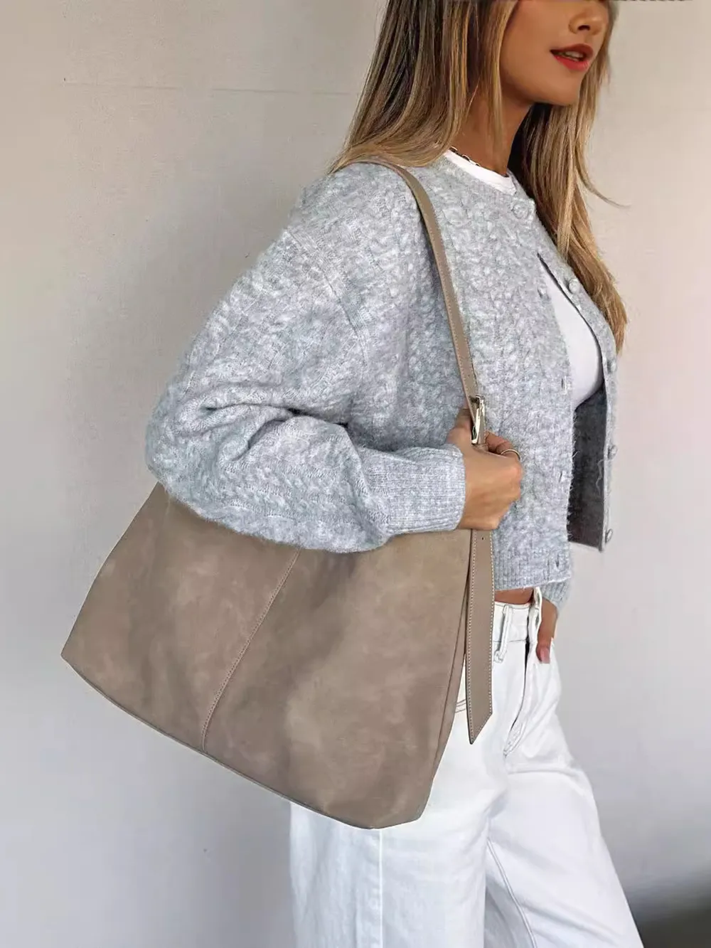 Cable Knit Button-Up Cardigan, image 7
