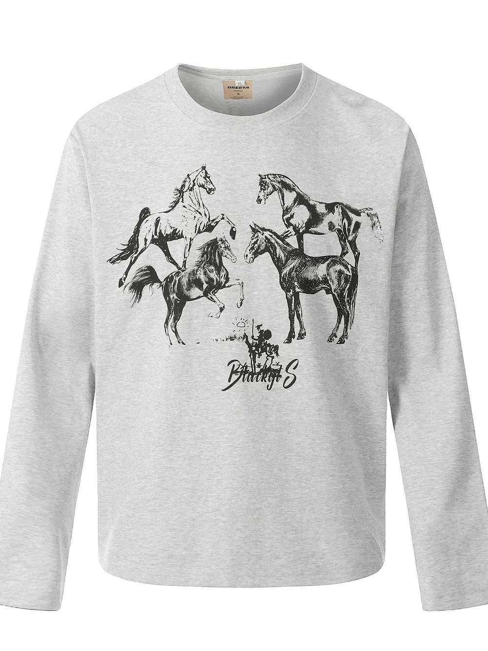 Men's Vintage Horse Graphic Long Sleeve T-Shirt, image 2