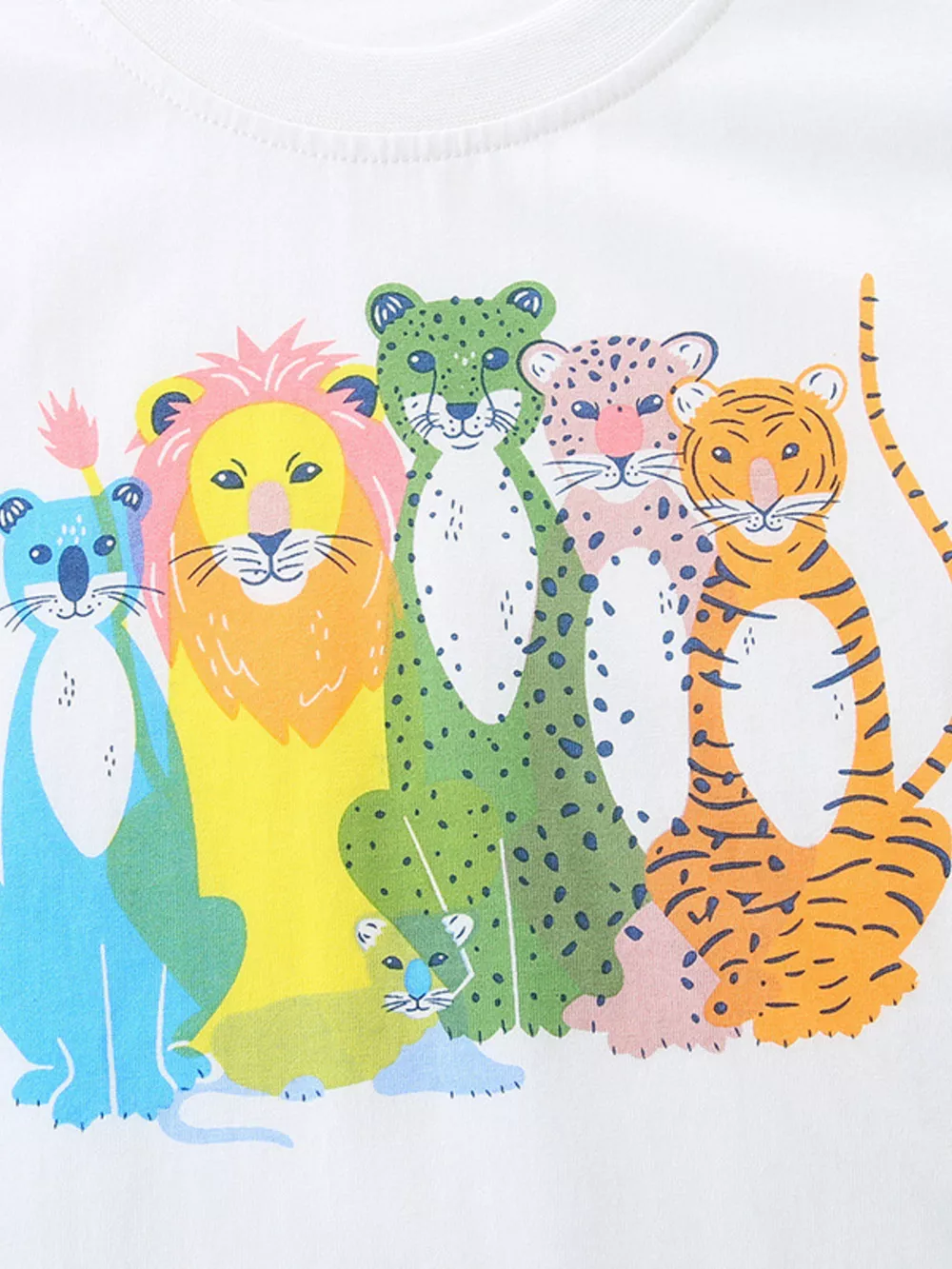 Kids' Wild Animal Graphic Round Neck T-Shirt, image 2
