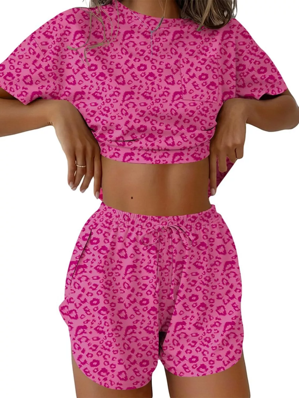 Printed Round Neck Tee and Shorts Set, image 8