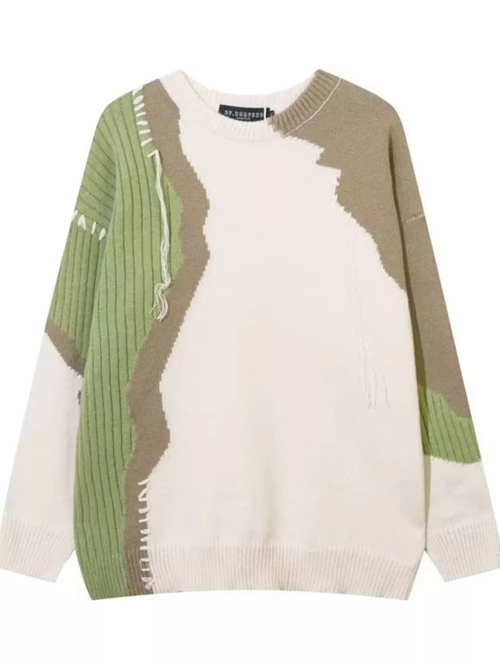 Men's Contrast Round Neck Long Sleeve Sweater, image 2