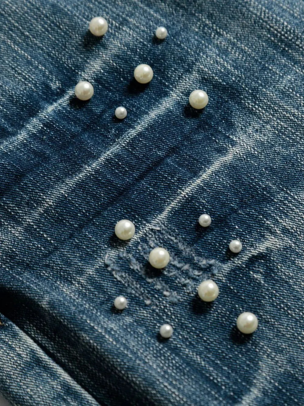 Men's Vintage Wide Leg Pearl Detail Jeans, image 13