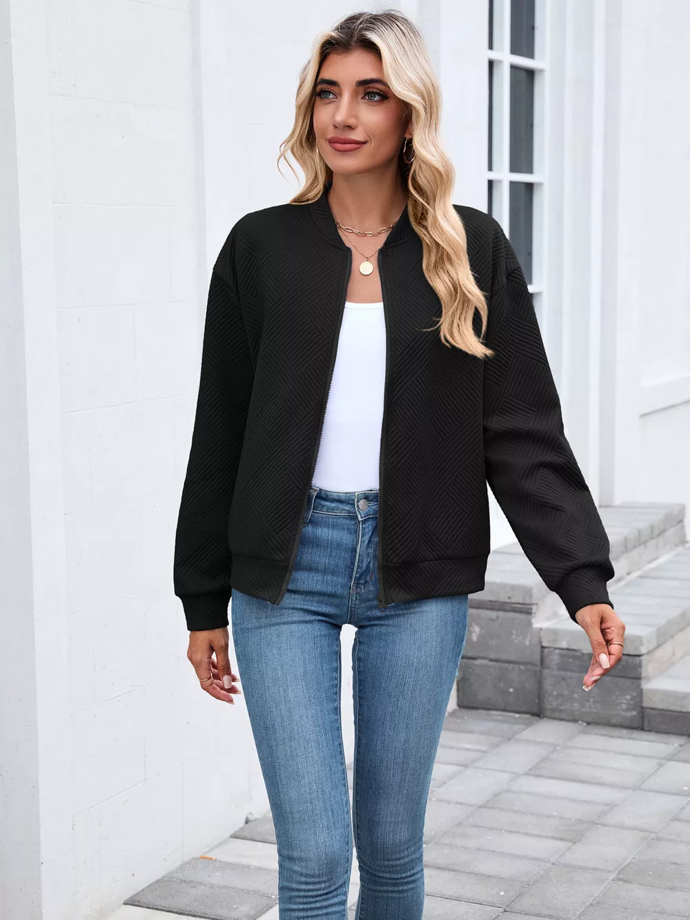 Textured Zip Up Jacket, image 15