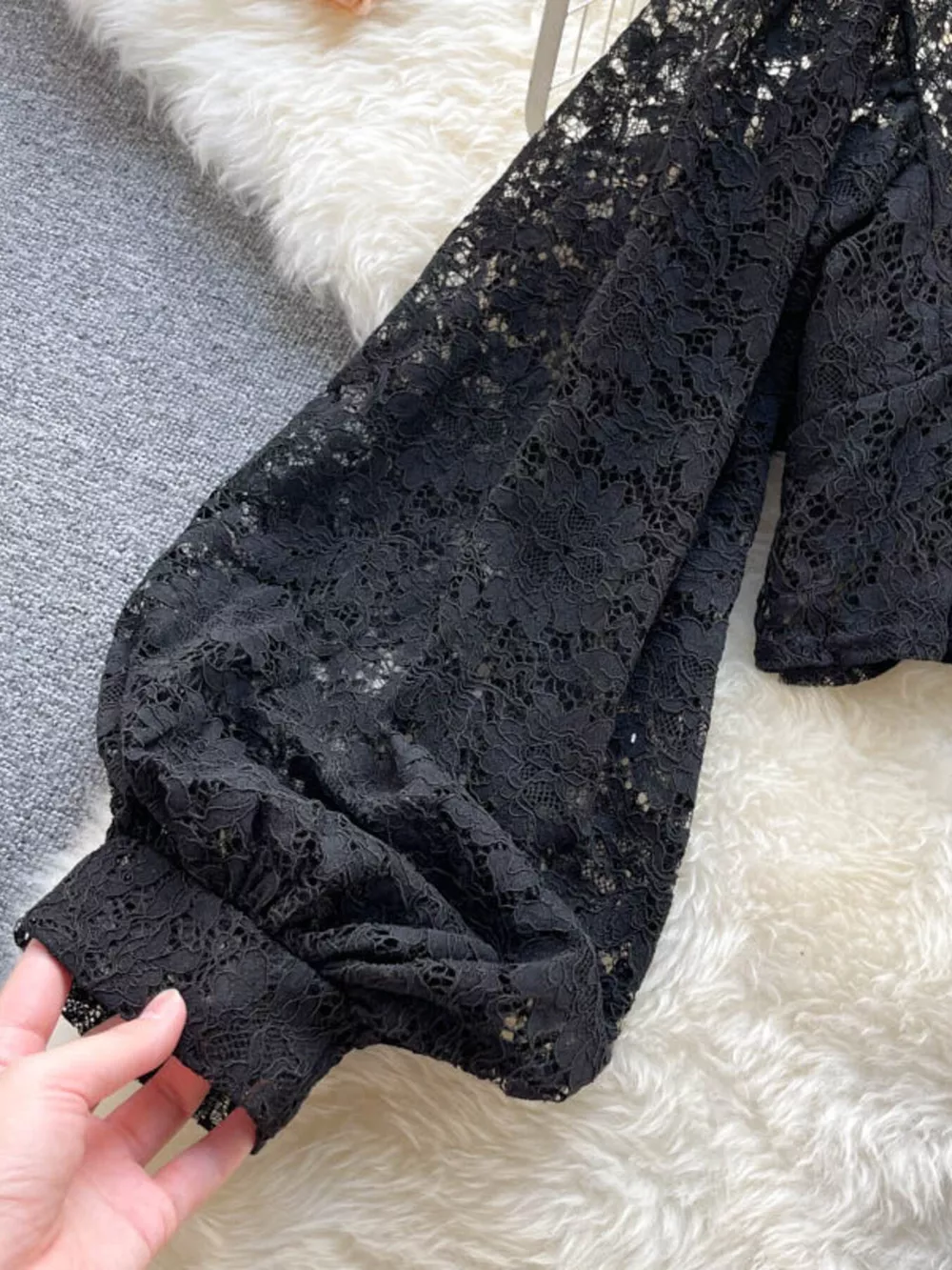 Lace Tie Back Long Sleeve Top, image 11