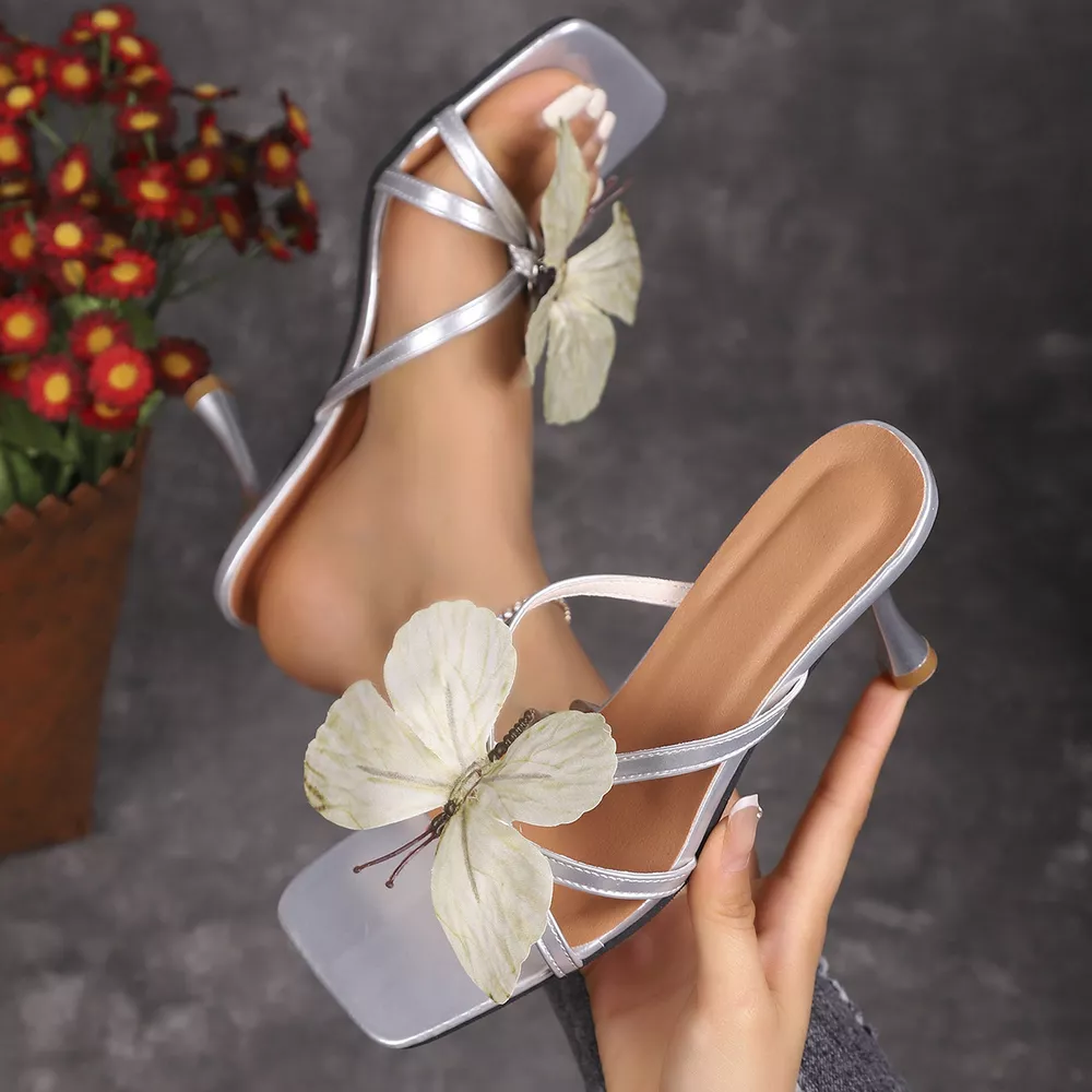 Butterfly Flare Heels Sandals, image 5