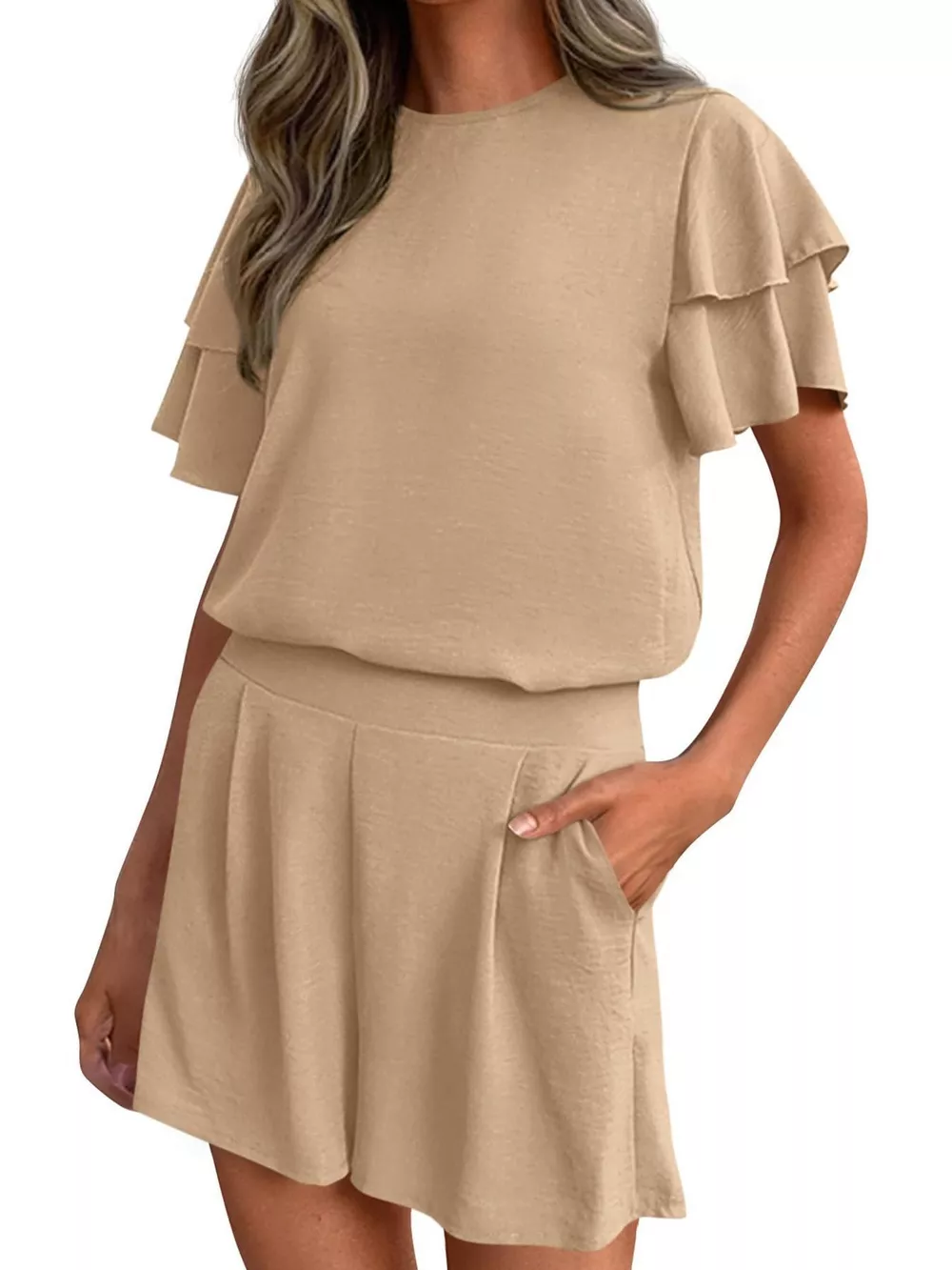 Ruffle Sleeve Top and Shorts Two-Piece Set, image 21