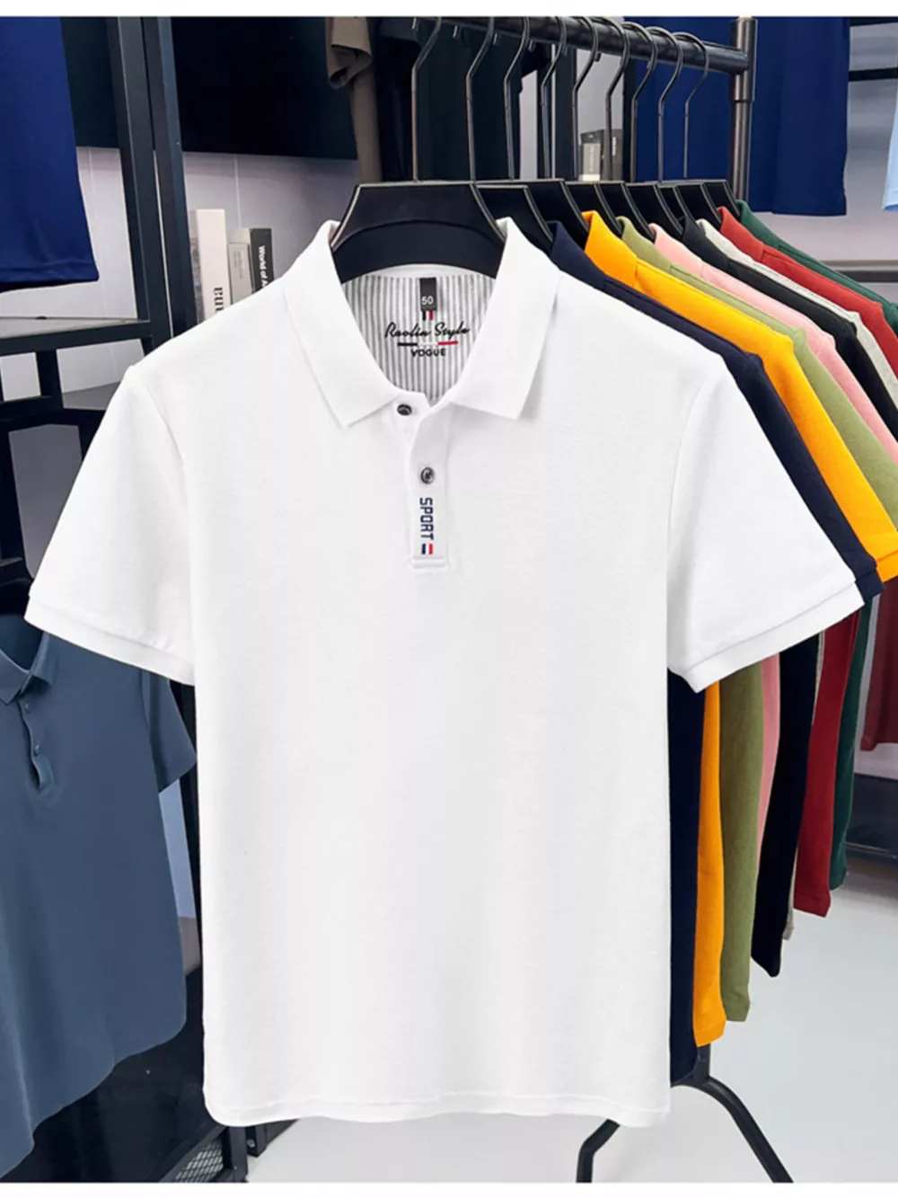 Men's Plus Size Button Detail Short Sleeve Polo, image 8