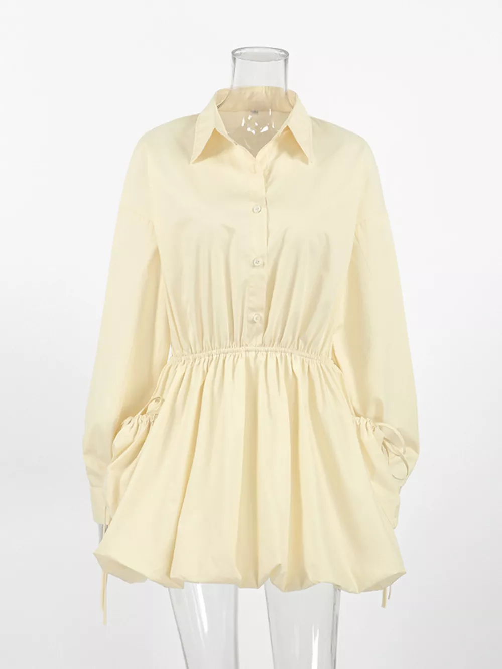 Button Front Bubble Hem Dress, image 6