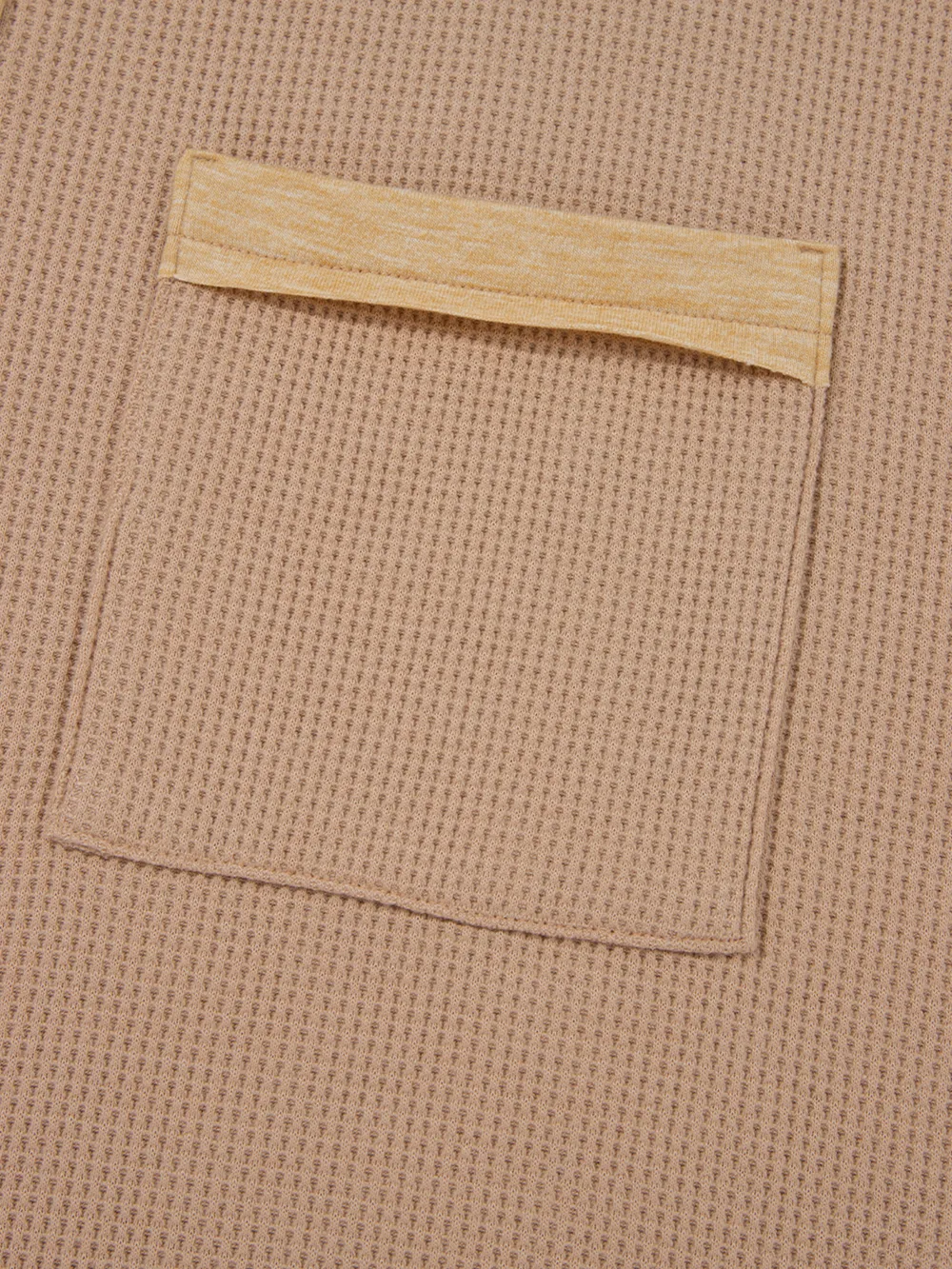 Waffle Textured Tunic Henley Top with Slits, image 8