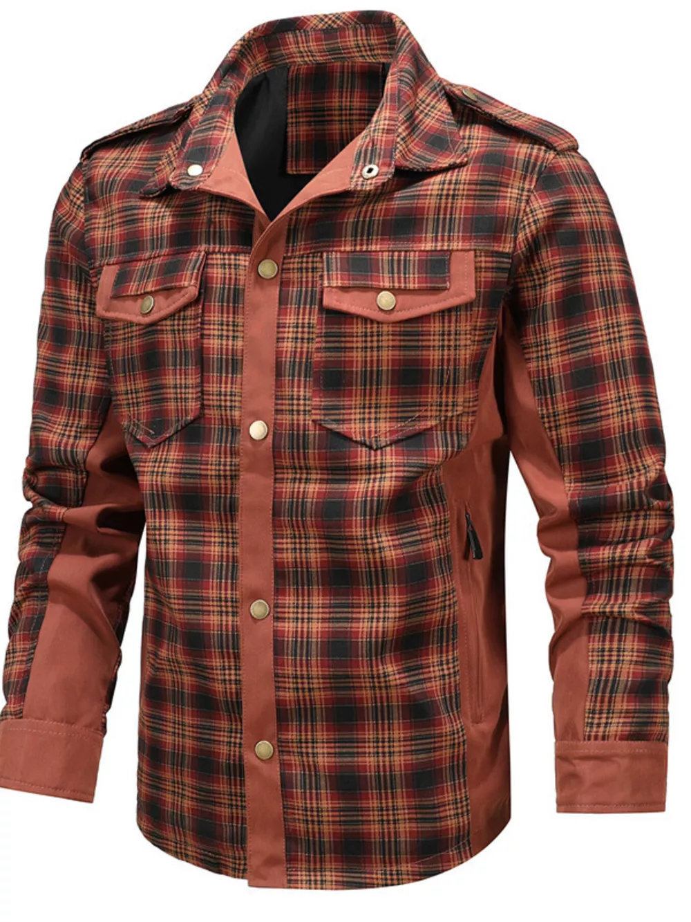Men's Full Size Button Up Long Sleeve Plaid Shirt Plus Size, image 5