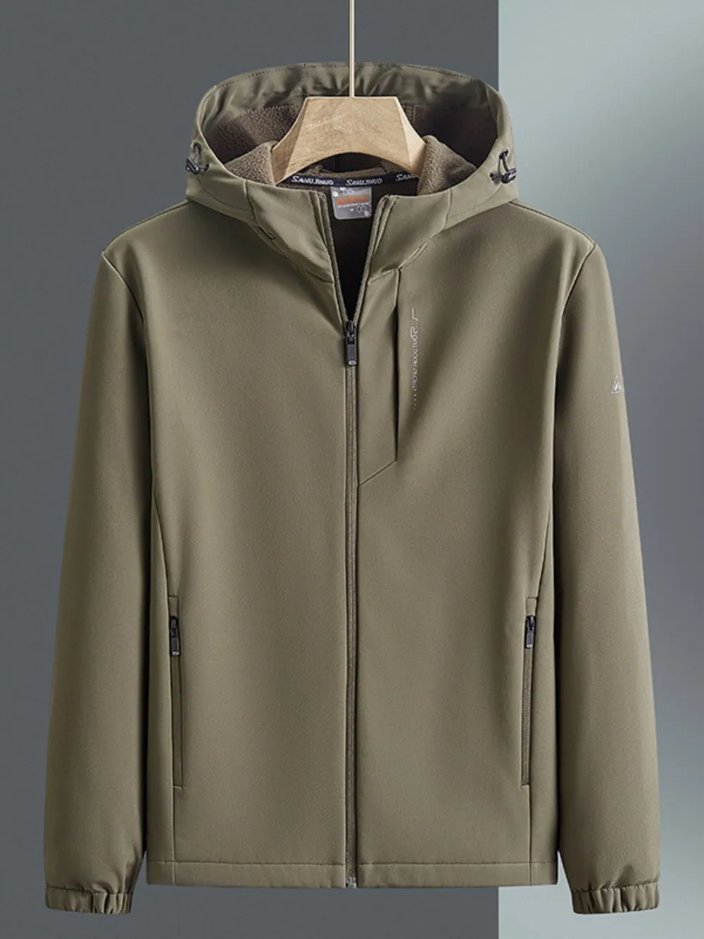 Men's Plus Size Casual Hooded Windproof Jacket, image 4