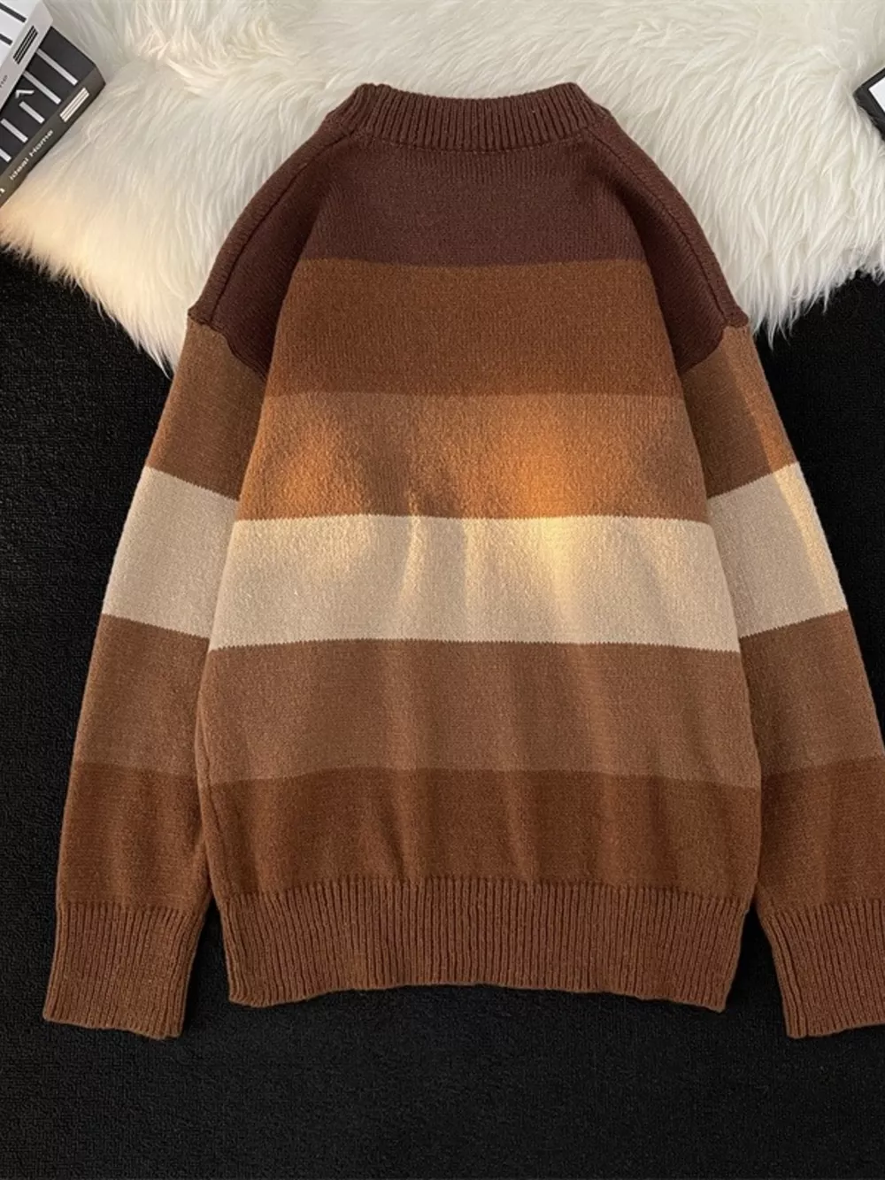 Men's Plus Size Striped Color Block Knit Pullover, image 2