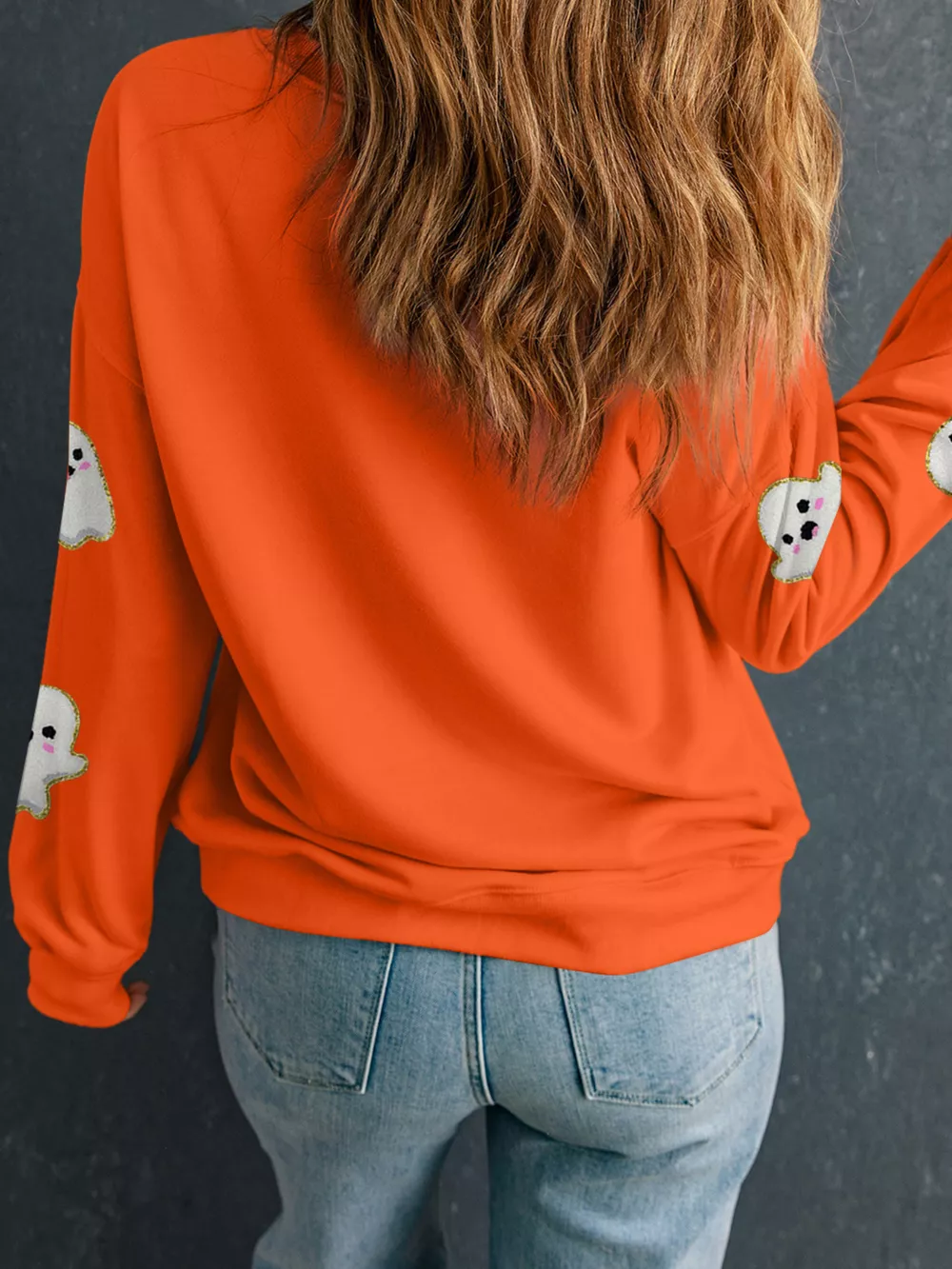 Halloween Ghost Patched Pattern Holiday Sweatshirt, image 2