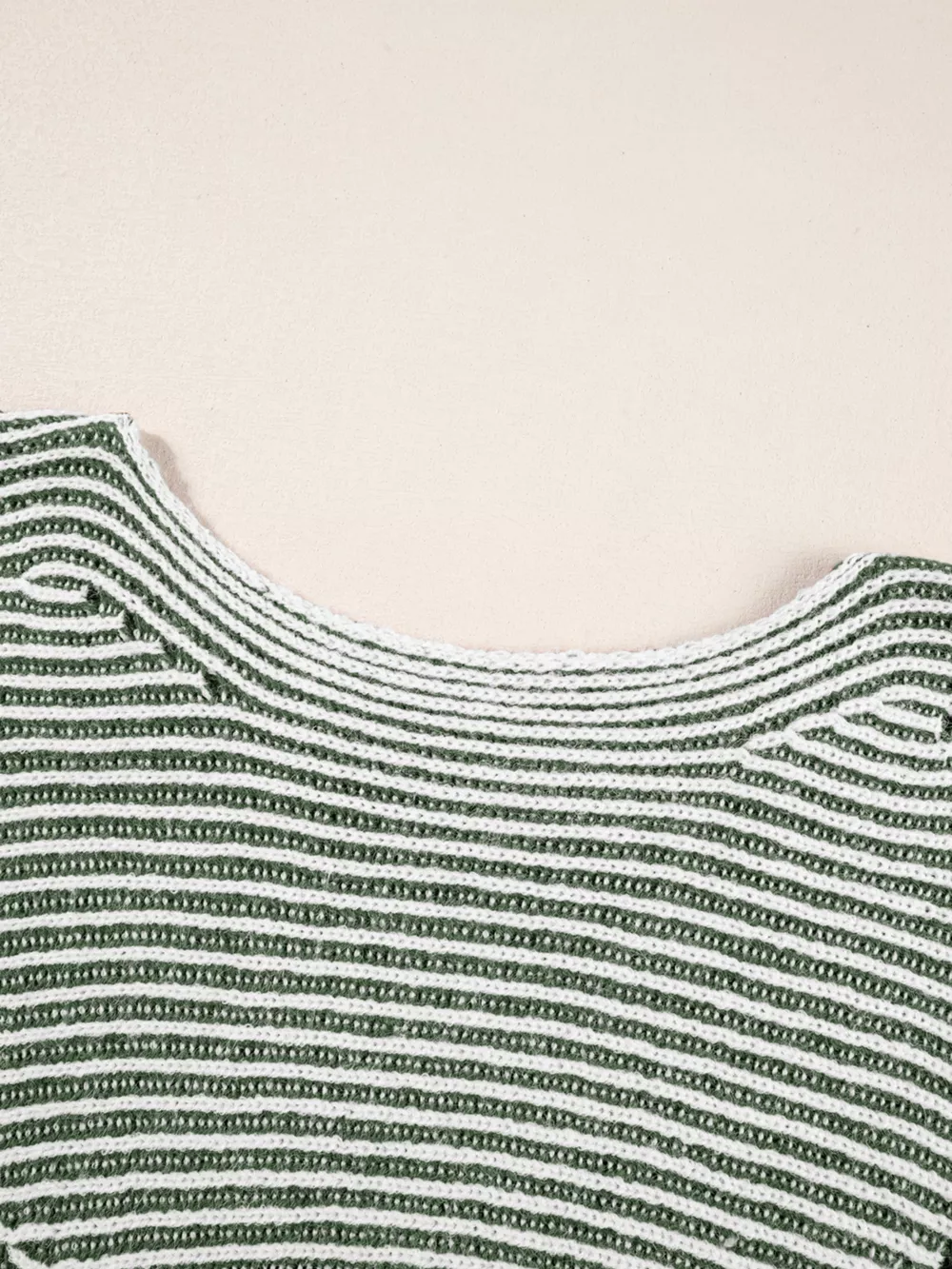 Striped Ribbed Knit Boat Neck Baggy Sweater, image 10