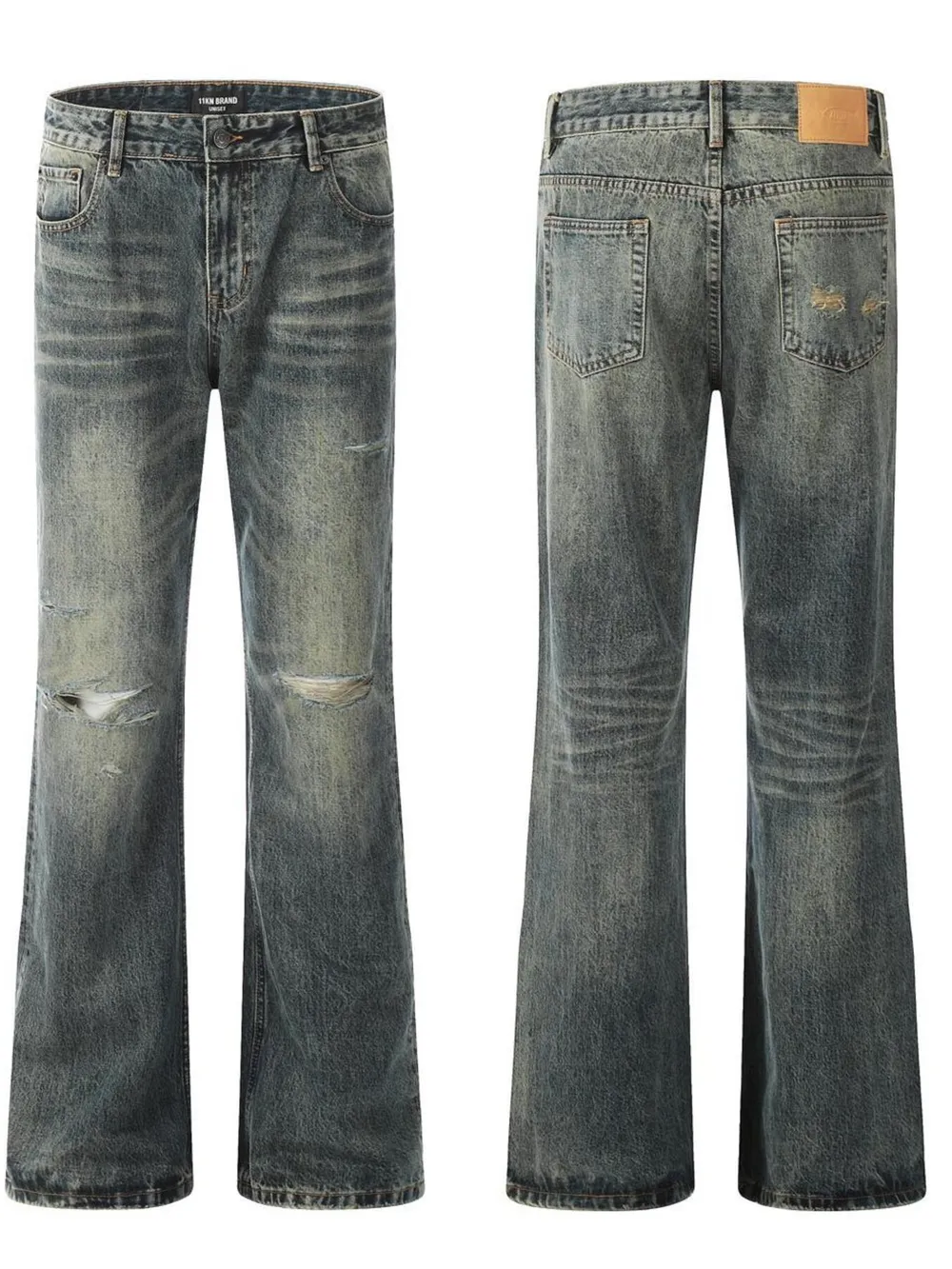 Men's Vintage Distressed Flare Jeans, image 4