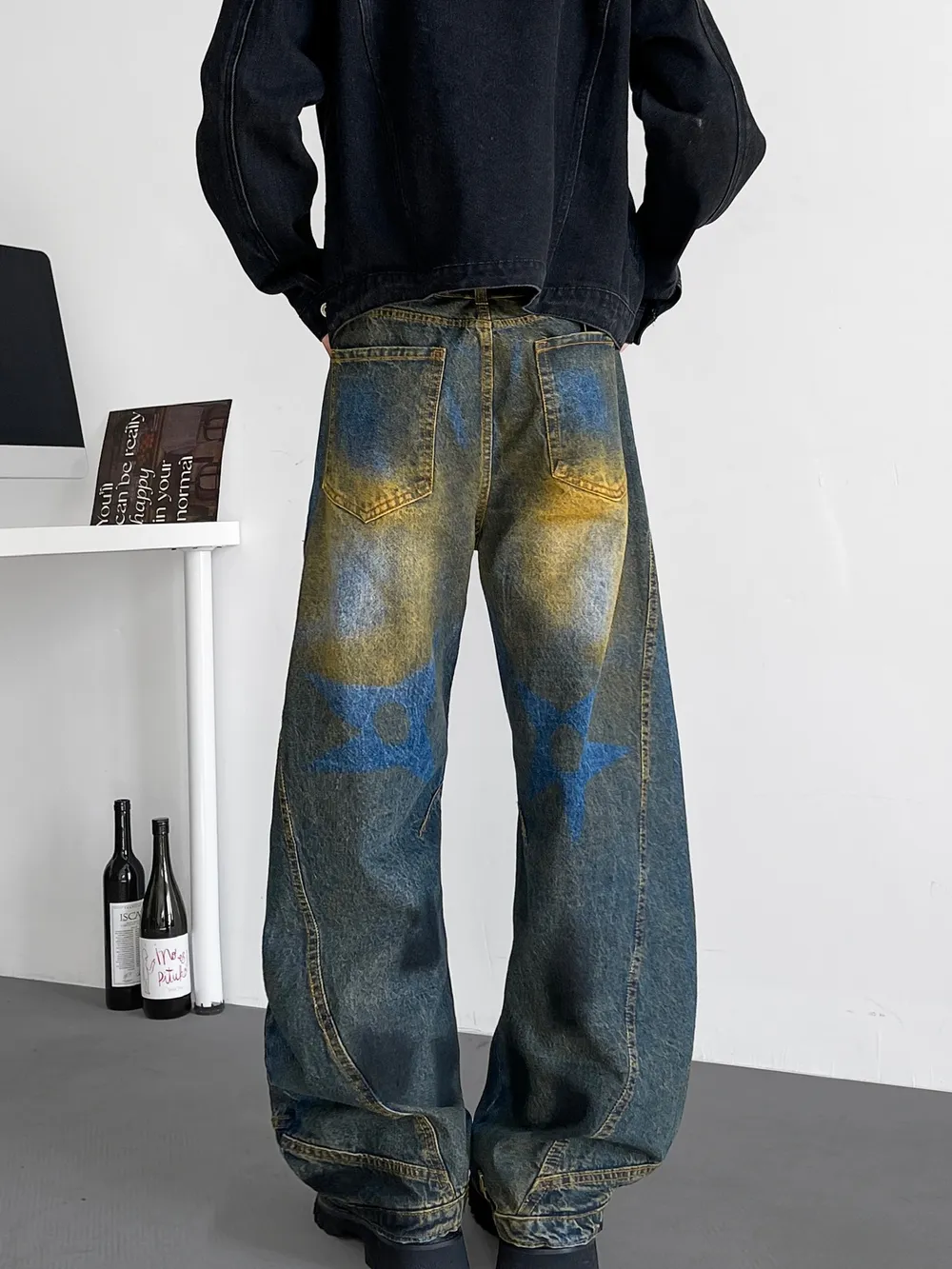 Men's Full Size Wash Wide Leg Jeans Plus Size, image 4