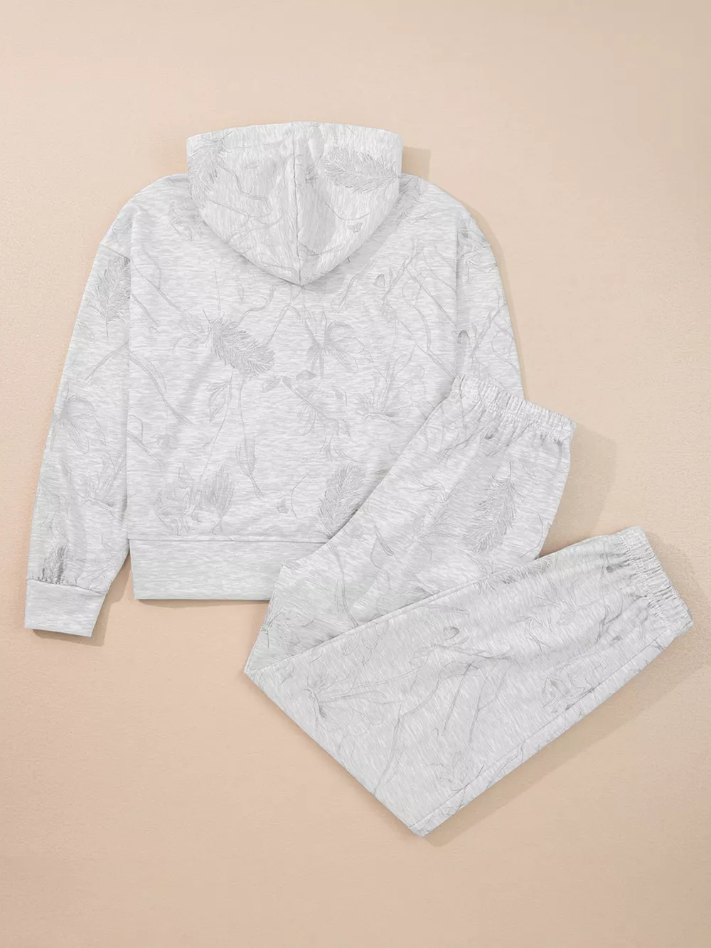 Abstract Print Loose Drop Sleeve Hoodie and Elastic Waistband Pants Set, image 11