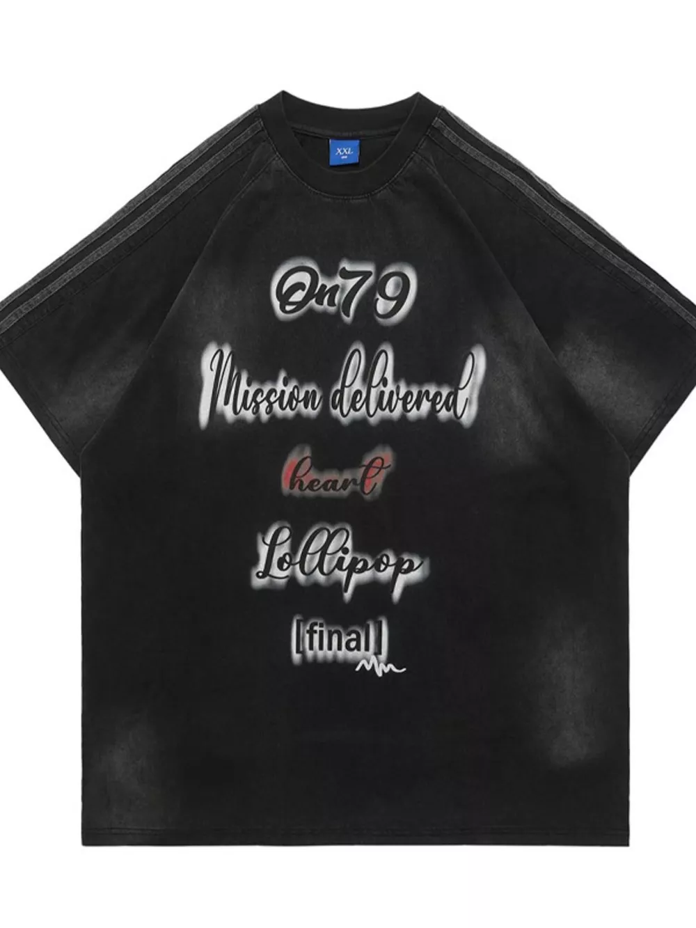 Men's Letter Round Neck Oversized T-Shirt, image 4