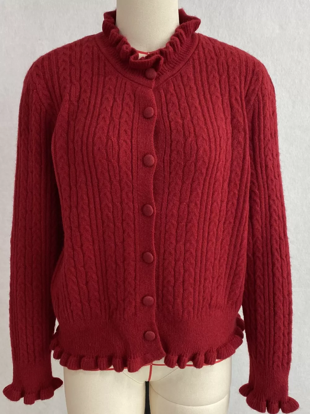 Cable-Knit Ruffle-Trim Cardigan, image 18