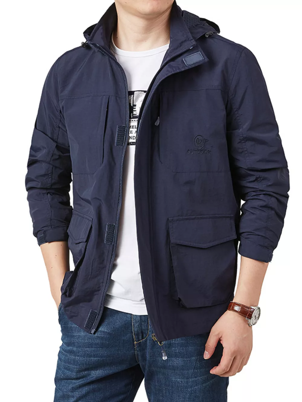 Men's Plus Size Lightweight Hooded Jacket, image 2