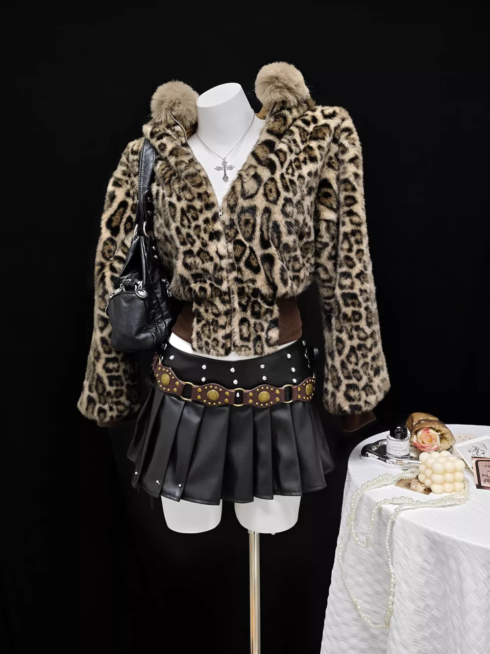 Leopard Faux Fur Hooded Outerwear, image 2