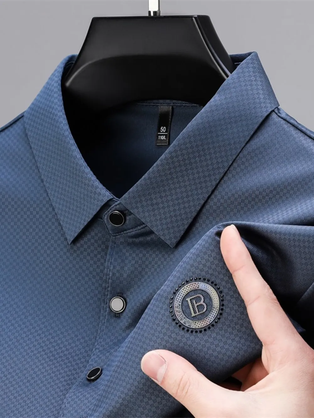 Men's Plus Size Textured Short Sleeve Golf Polo, image 5