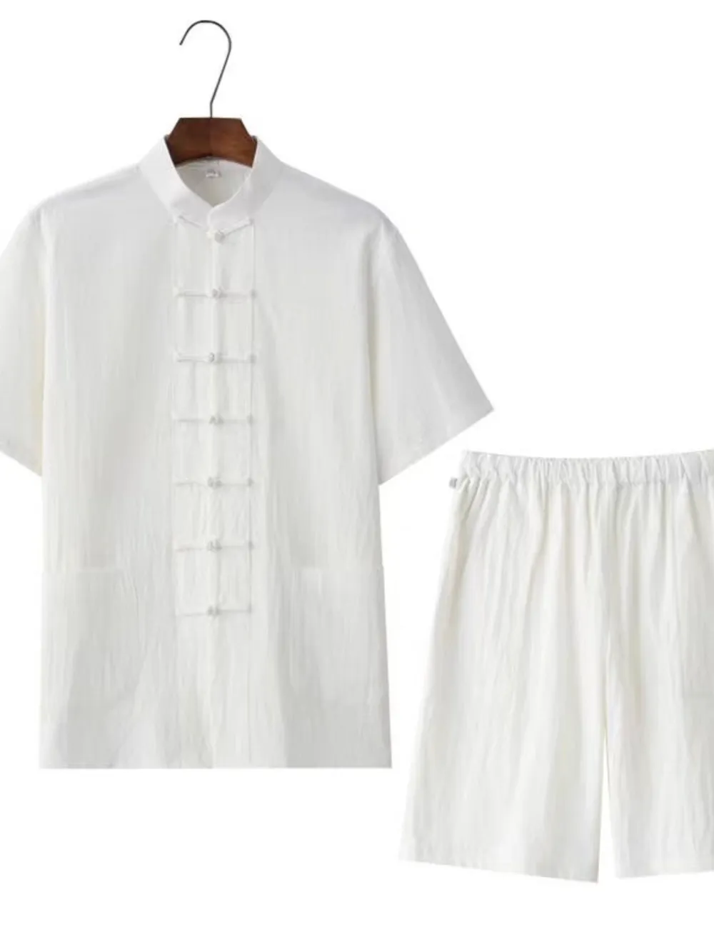 Men's Plus Size Chinese Style Top and Shorts Set, image 5