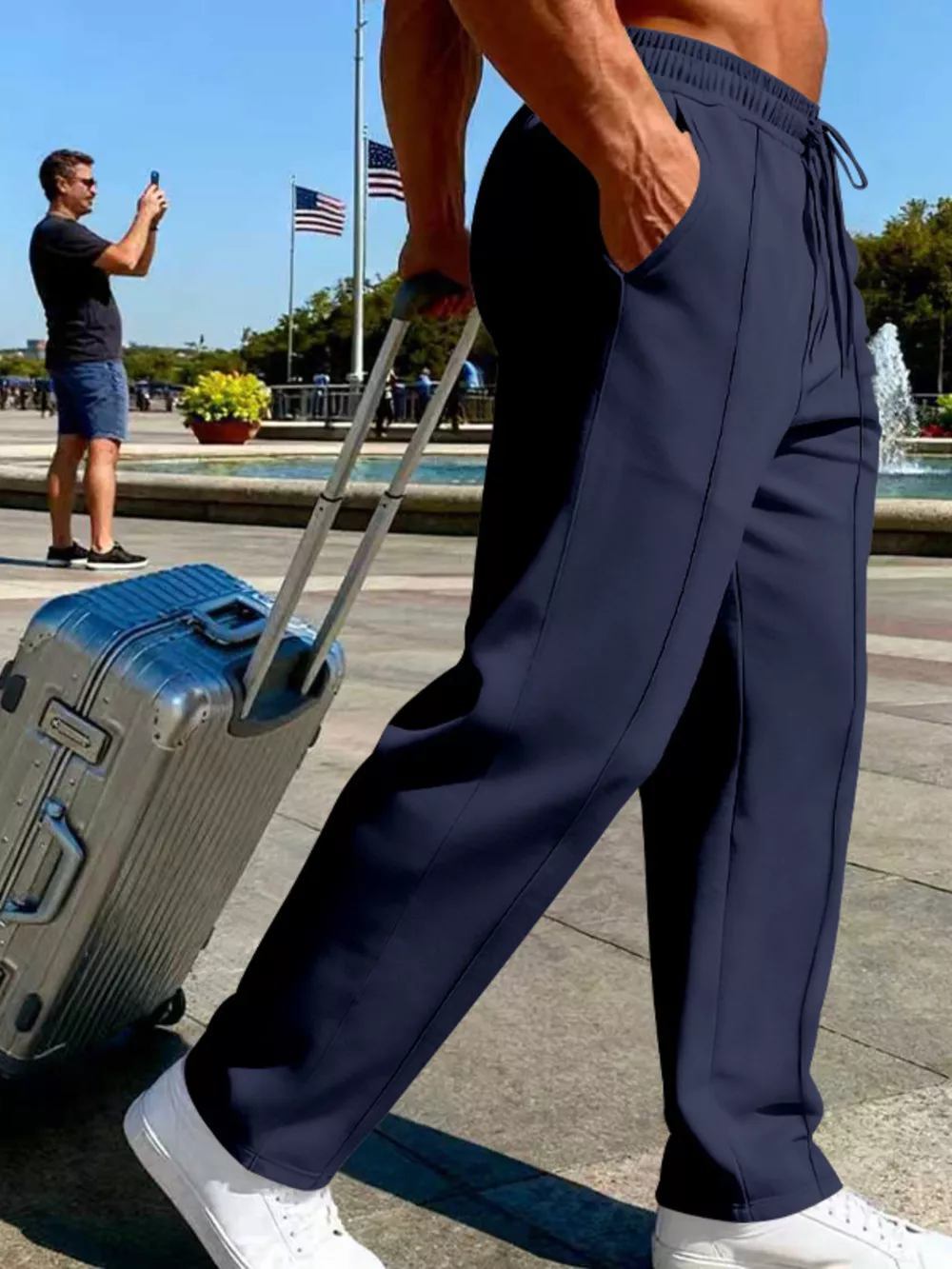 Men's Full Size Drawstring Wide Leg Pants Plus Size, image 15