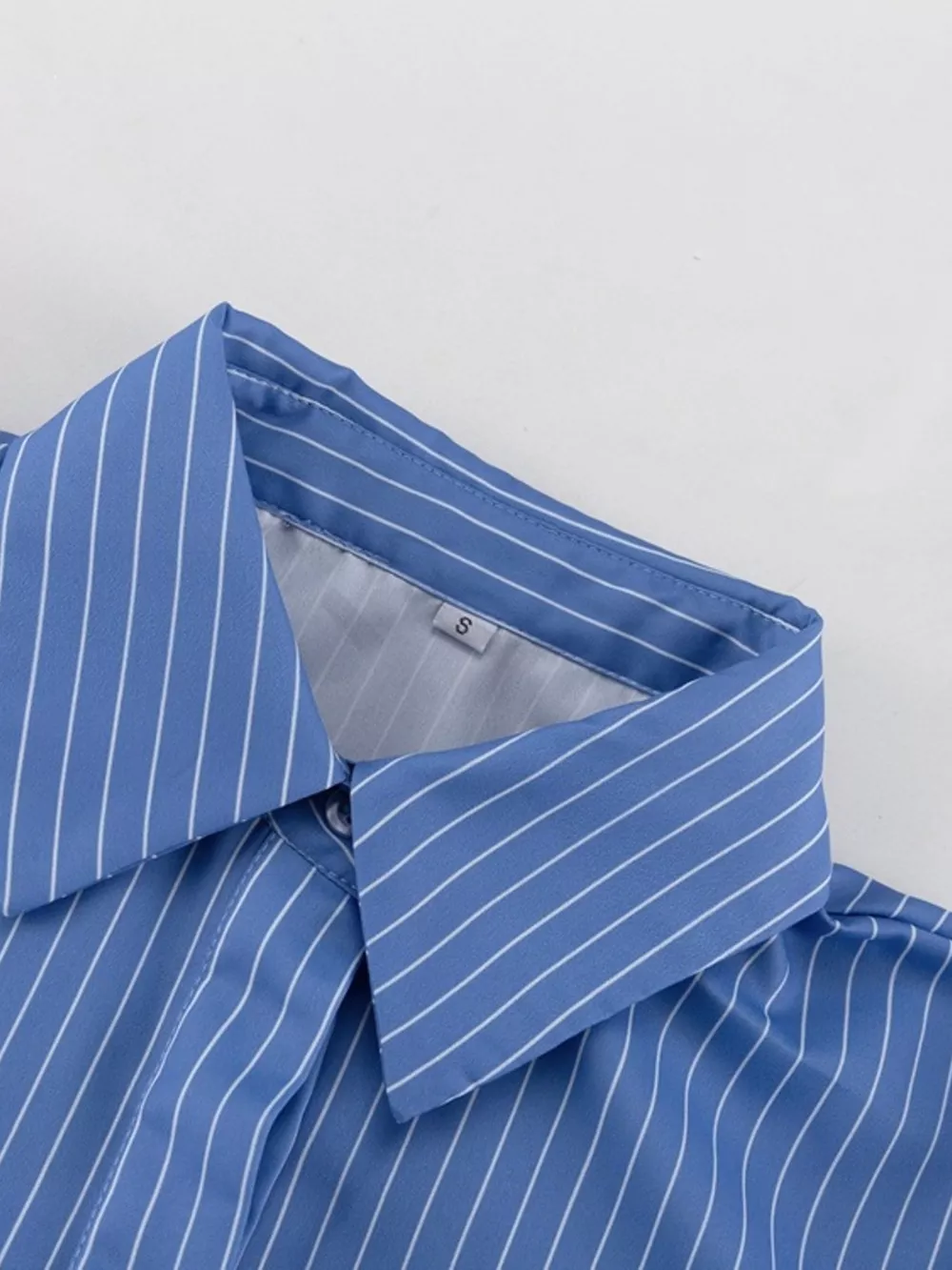 Striped Shirt and Asymmetrical Mini Skirt Set, image 5