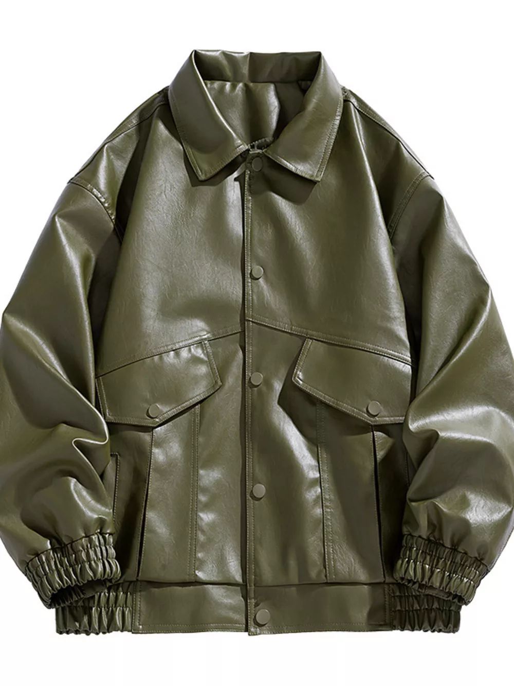 Men's Plus Size Unisex Oversized Faux Leather Bomber Jacket