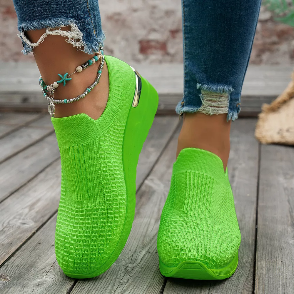 Mesh Round Toe Wedge Athletic, image 4