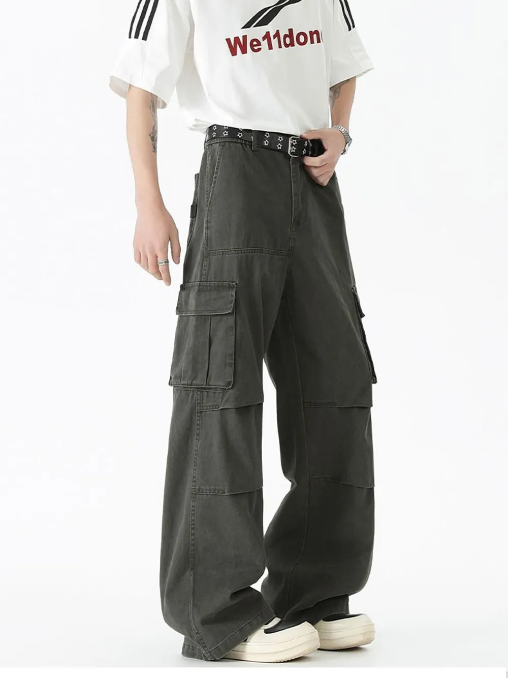 Men's Wide Leg Cargo Pants, image 6