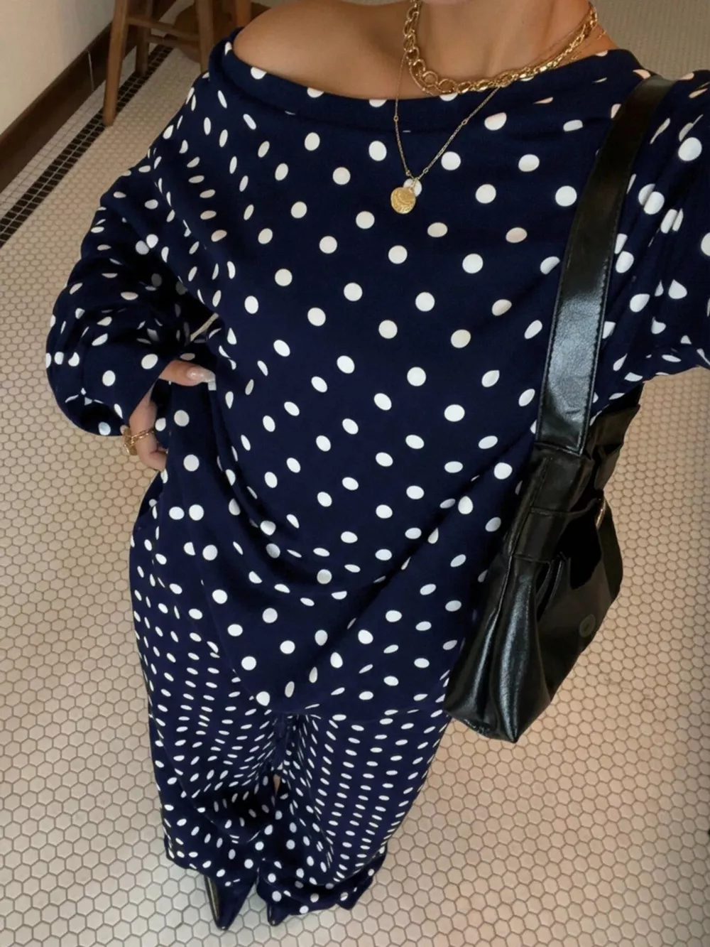 Polka Dot Boat Neck Top and Pants Set, image 10