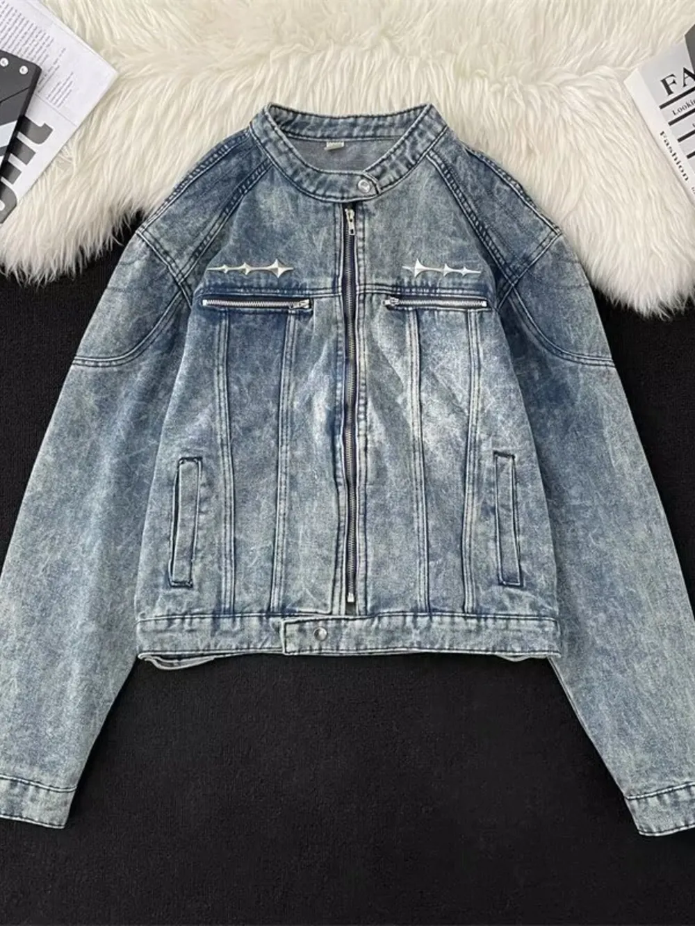 Men's Zip Up Denim Jacket, image 2