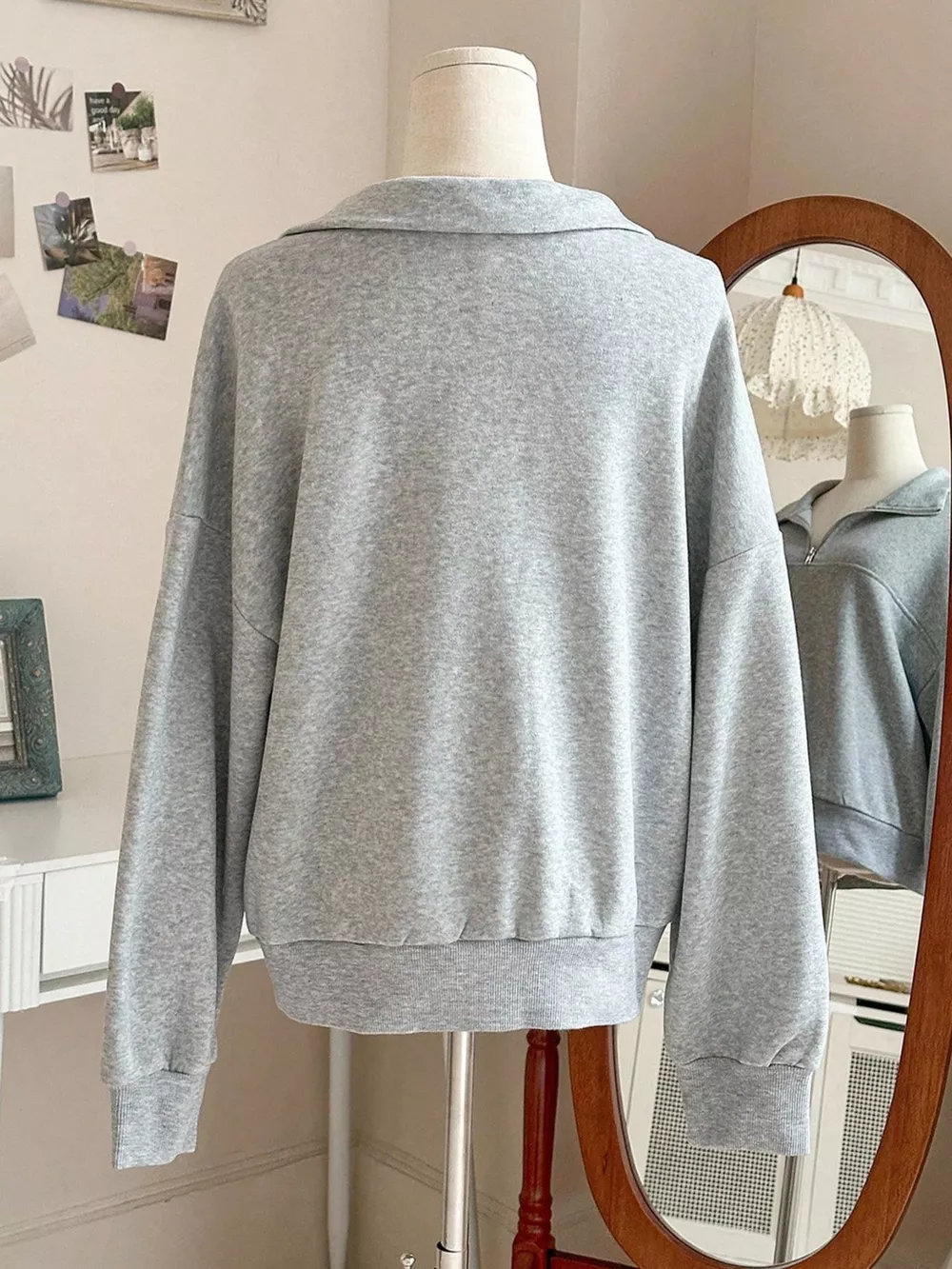 Quarter-Zip Dropped Shoulder Sweatshirt, image 3