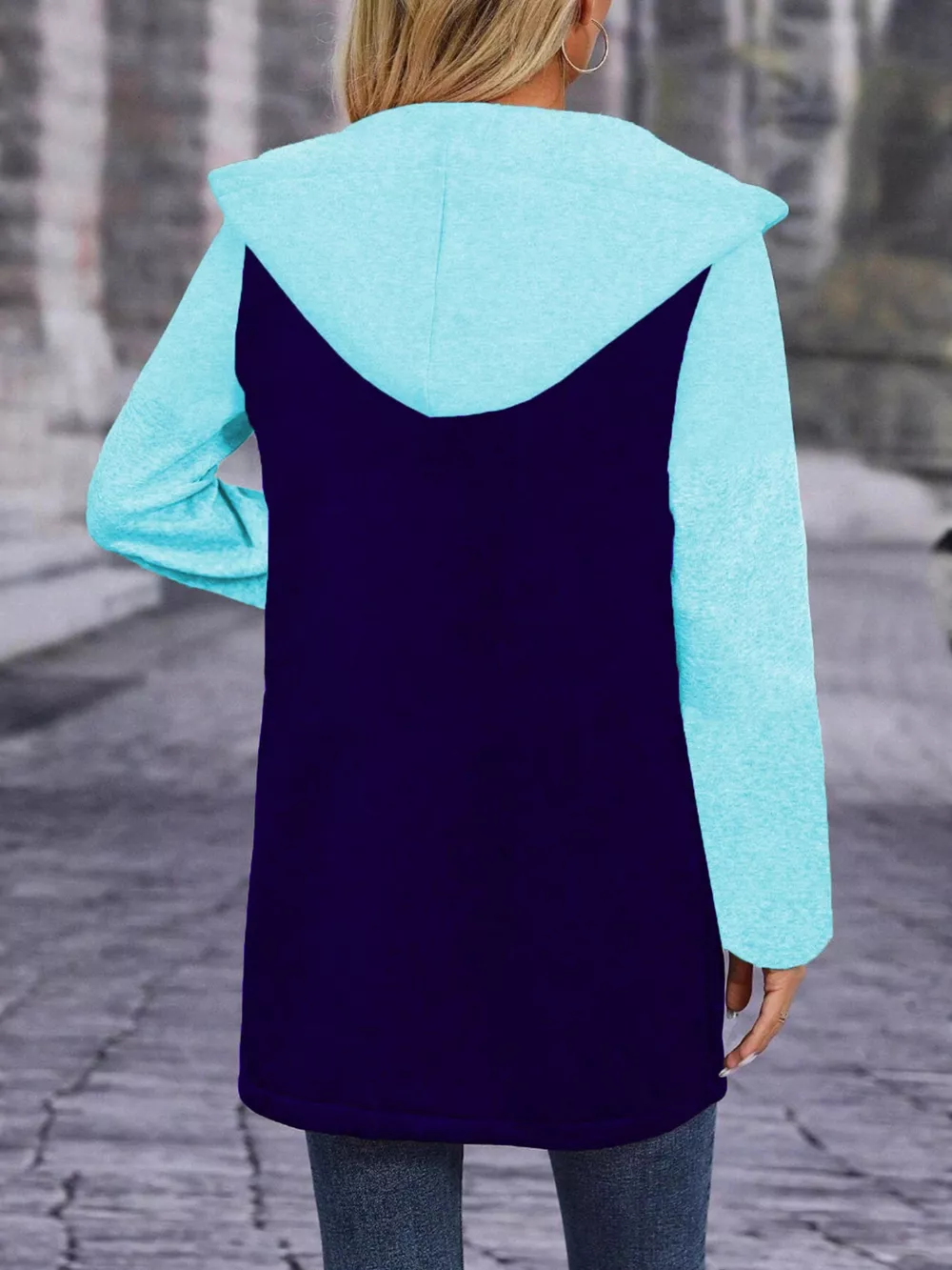 Full Size Zip Up Hooded Longline Outerwear Plus Size, image 6