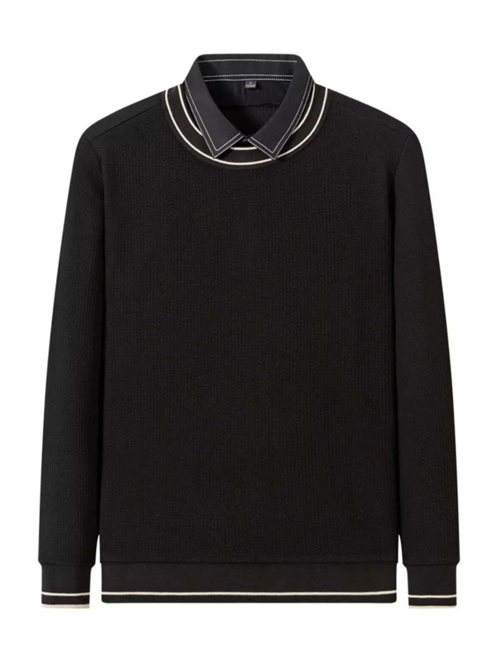 Men's Plus Size Collared Neck Ribbed Sweater, image 3