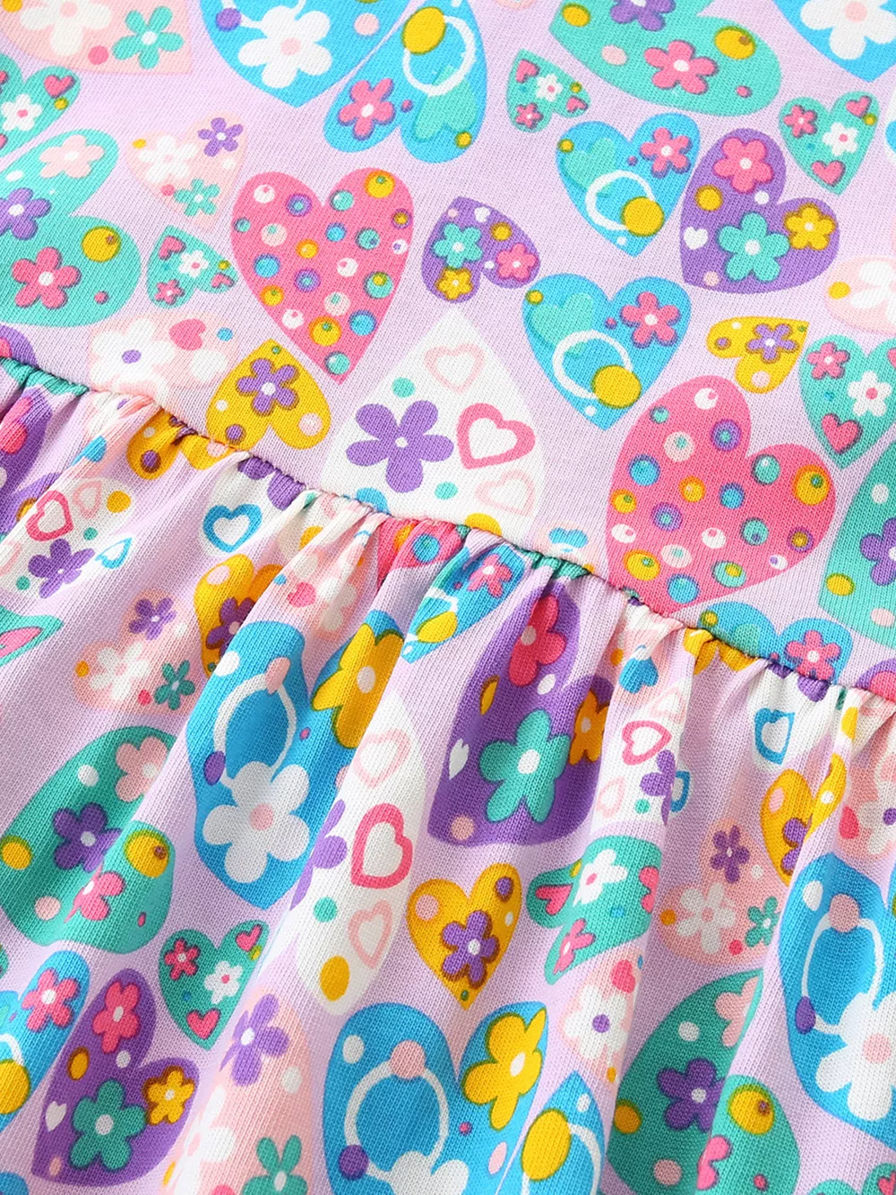 Children's Butterfly & Heart Print Pocket Ruffle Sleeve Dress, image 4